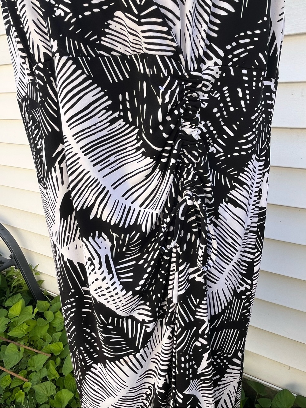 Jones New York Faux Wrap Midi Dress Leaf Print Black White Size 2X - Picture 10 of 12